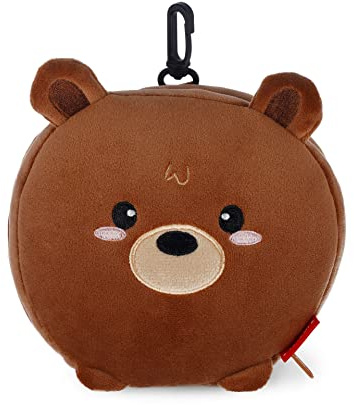 Legami - Cuscino da Viaggio con Mascherina da Notte, Chiusura a Zip, Salvaspazio, Gancio per un Trasporto comodo, 16x16 cm, Tema Teddy Bear