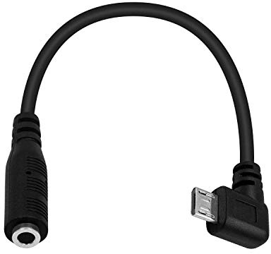 Duttek Cable micro USB a 3,5 mm, ángulo derecho Micro USB macho a 4 polos 3,5 mm cable hembra para clip activo micrófono adaptador de conversión 15 cm/5,9 pulgadas