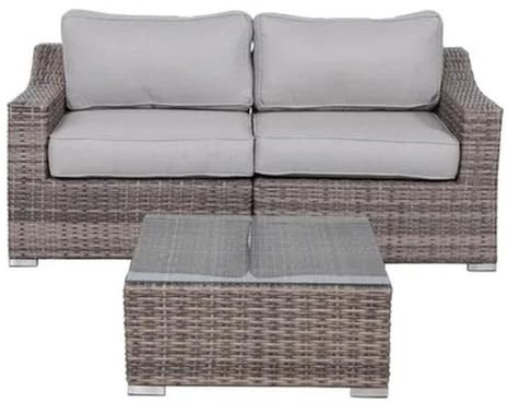 Living Source International 2-Person Wicker/Rattan Seating Group in Gray