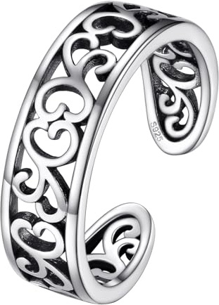 FOCALOOK Bague d'Orteil Femme Celtique en Argent Vintage 925, Anneau Pied Orteil Ouvert Ajustable, Silvert Celtic Toe Ring