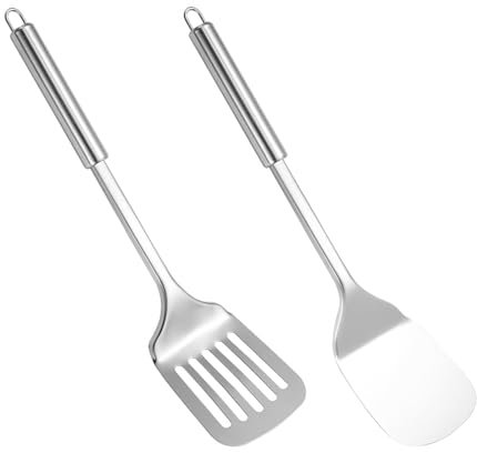 Edelstahl Spatel Set,Pfannenwender Edelstahl,Küchenutensilien Edelstahl,pfannenwender set,Pfannenwender Metall,Küchenhelfer Edelstahl für Antihaft-Kochgeschirr, spülmaschinenfest, leicht zu reinigen