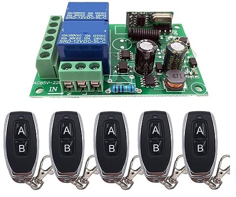 Kit Automazione Cancello Scorrevole, Ricevitore e trasmettitore di relè AC con telecomando wireless universale 433 MHz for controllo universale di porte e cancelli del garage,per cancello(1RC 5B)