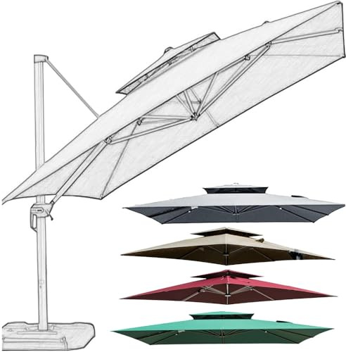 ZYXQQJ Toile De Rechange pour Parasol Déporté Carré Dessus De Parapluie De Remplacement en Polyester 300×300 Cm (Double Toit)(Burgundy)
