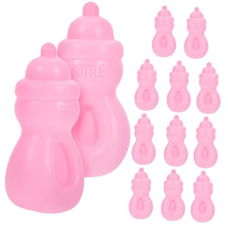 CVUTOVO 12 Stück Teiliges Puppenflaschen Miniatur Milch und Saftflaschen für Mädchen Zubehör für Rollenspiele und Puppenhaus Fördert Kreativität und Lernfähigkeiten