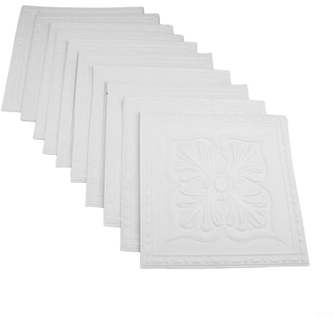 10 piezas de papel tapiz de techo impermeables de 35 cm, adhesivos decorativos de pared, paneles de espuma XPE para sala de estar, cocina, baño, decoración del hogar, a prueba de humedad, resistente