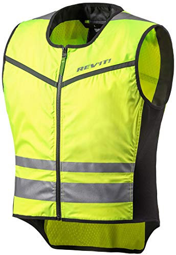 REV IT Athos 2 Hi-Vis Chaleco para motocicleta, Motorcycle Rev'It! Athos 2 Safety Vest EN471, amarillo fluorescente, mediano