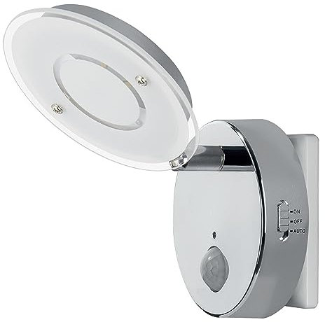 Trango 2636-018 LED Sensor Nachtlicht *NITE* in Chrom mit Automatikfunktion direkt 230V mit Bewegungssensor Sicherheitslicht Steckdose Lampe Wandlampe Orientierungslicht Kinder Nachtlampe