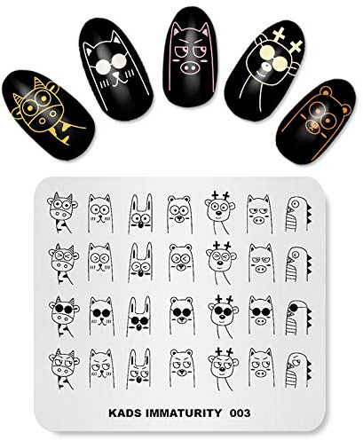 KADS Plantilla para Uñas Gato Plantilla de Estampado de Uñas para DIY Arte de Uñas (IM003)