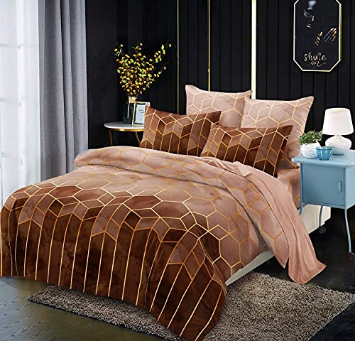 Luofanfei Sets de Housse de Couette 220x240 Taupe Braun Adulte 2 Personnes Parure de lit Microfibre Ensemble Literie Modern Géométrique Linge de Lit avec Fermeture éclair