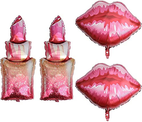 LATRAT 4Pcs Luftballons Aluminium Film Lippenstift Lip Ballon Geburtstag Party Dekore, Lippe Folie Ballon Hochzeit Party Mylar Ballons für Valentin's Day Engagement Party Dekoration