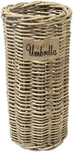 TRTO 1Pcs Rattan Umbrella Rack Stand Wicker Basket Holder Bin Brolly Storage Walking Stick
