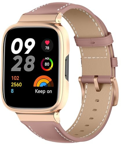 KoGiio Pelle Cinturino Compatibile con Xiaomi Redmi Watch 3, Cinturino di Ricambio a Sgancio Rapido per Uomo e Donna, Cinturino Smartwatch Compatibile con Xiaomi Redmi Watch 3 - Rosa