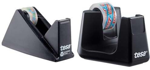 tesa Easy Cut Economy Klebebandabroller mit ecoLogo für Tische/Ökologischer Tischabroller mit Anti-Rutsch-Technologie für Klebefilm bis 10 m x 15 mm & Easy Cut SMART Klebebandabroller