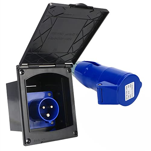 MASO Spina e presa per camper da 220 V 16 A con terminale in rame puro, Accessori Presa con copertura protettiva Compatibile con CARAVAN, impermeabile IP44 Compatibile con camper camper rimorchio