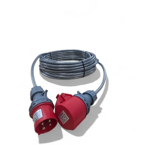 3 Phase 32A 4 Pin 415V IP44 Extension Lead 15m – IEC 60309 3P+E Red – SY Ultra Heavy Duty Armoured Cable – PAT Tested (15 Metre)