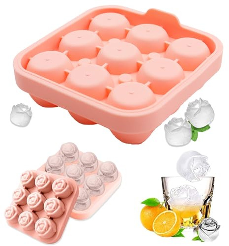Niedliche Rose Eiswürfelform, 3D Silikon-Whiskey-Eisform, BPA-Frei Formen Rose Eiswürfelformen, RoseEisform Mit Trichterdeckel,Für Eis,Whiskey,Cocktails,Eiskaffee,Saft