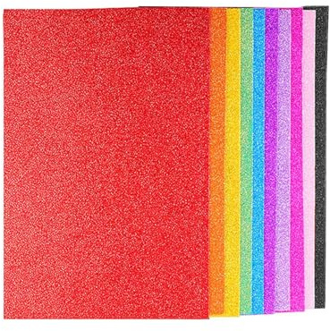 HUVZOR 10Pcs Fogli Carta Glitterata Colorata A4,Cartoncino Glitterato 10 Colori Assortiti, Carta Brillantinata per Lavoretti,Scrapbooking Album Biglietti D'auguri Decorazione Festa,Schizzi e Taglio