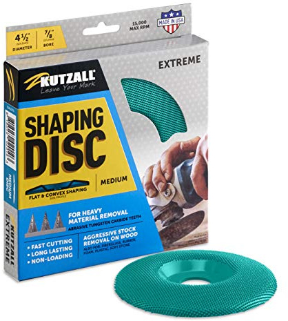 Kutzall Extreme Shaping Disc - Medium, 114,3mm (4-1⁄2) X 7⁄8(22.2mm) Bohrung - Holzbearbeitungs-Winkelschleifer-Aufsatz für DeWalt, Bosch, Milwaukee, Makita. Schleifmittel Wolframkarbid, SD412X70