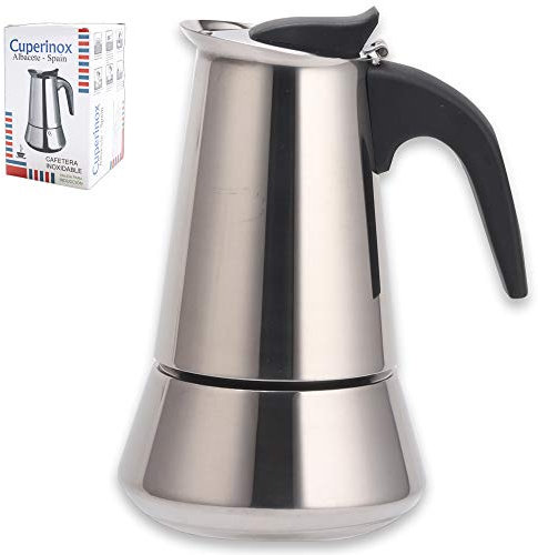 CUPERINOX Cafetera Italiana inducción | 10 Tazas | cafetera Express para Placas y vitroceramicas inducción | Acero Inoxidable | Apto lavavajillas (no Incluye Molinillo café)
