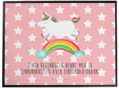 Mr. & Mrs. Panda tischpad Einhorn Regenbogen - Geschenk, Erwachsenwerden, Einhornpower, schreibauflage, Unicorn, Schreibunterlage, schreibtischunterlage, schreibtischunterlagen, Glitzer, tischmatte