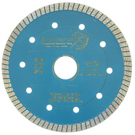 EDW Diamant Trennscheibe Fliese Turbo 125 mm x 22,2 mm Fliesenscheibe Fliesentrennscheibe, Fliesen, Feinsteinzeug, Keramik, Naturstein, Granit, Marmor