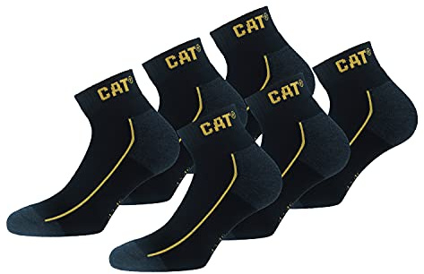 Caterpillar 6 Paia Robust Work Sneaker, calzini da lavoro in morbido cotone, punta e tallone rinforzati, CORDURA Fiber Technology (Nero, 39-42)