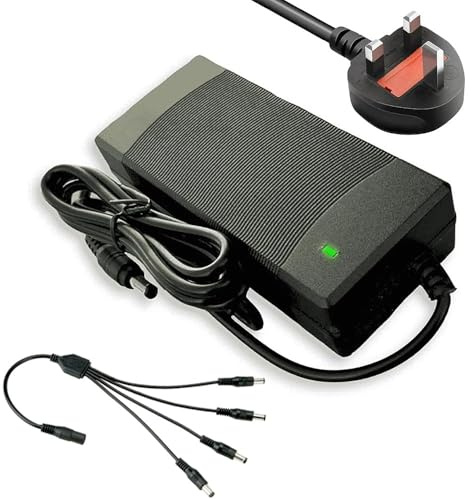 Sentry 12V 5A PSU CCTV Camera Power Supply Unit 5 AMP Adapter 12 Volt AC to DC Transformer UK plug mains lead 240v AC to 12v Monitors DVR recorders and Lighting 1, 4 or 8 Way Power Splitter Cable