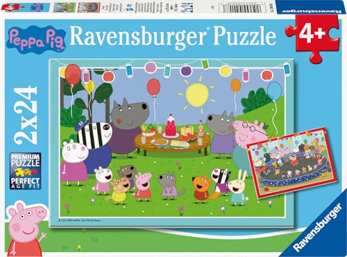 Ravensburger Puzzle Peppa Wutz Partyzeit! - 2x24 Teile Puzzle ab 4 Jahre | 2x24 Teile Peppa Wutz Puzzle, Kinderpuzzle ab 4 Jahre, Ravensburger Qualität