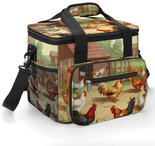 Sacs fourre-tout, poulet rôti, poulailler, ferme, sacs fourre-tout durables, sacs fourre-tout zippés, sacs fourre-tout de camping