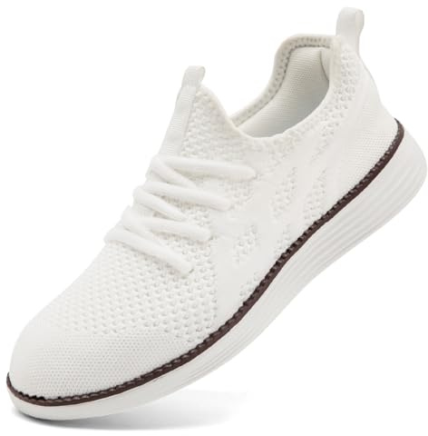 UROMGV Zapatillas de deporte para hombre, zapatillas de correr, zapatillas deportivas ligeras, transpirables, suela elástica, zapatos de entrenamiento, zapatos de jogging, 1 blanco., 45 EU