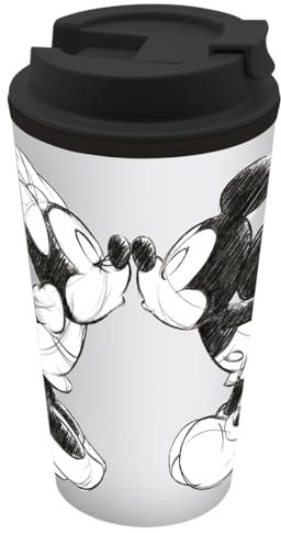 infinite by GEDA LABELS (INFKH) Tasse à café à emporter Mickey Kiss Sketch Gris argenté 400 ml