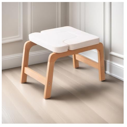 Yoga Inversion Bench, Wooden Headstand Stool Load-Bearing Capacity 200kg,Space Saving for Home Fitness Balance Training(White)