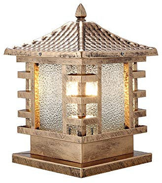 Trädgårdslampa, utomhuslampa, pelarlampa, E27 regntät innergårdsdörr, villalampa, europeisk rustik terrasslampa(Bronze-length:19cm)