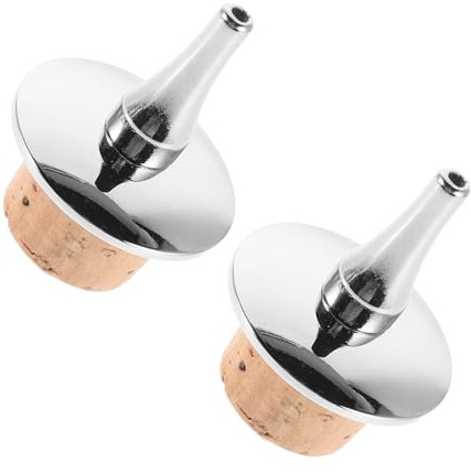 Ipetboom Versatori per Bottiglie di Vino 2 Pezzi in Metallo e Legno con Tappi in Sughero Naturale, Funzione di Dosaggio e Chiusura per Cocktail e Bevande