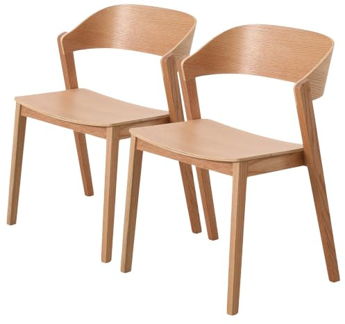 home24 Esszimmerstühle 2er Set Massivholz Braun 52 x 57 x 76 cm | Massiholz Eiche, lackiert, für den Speisebereich