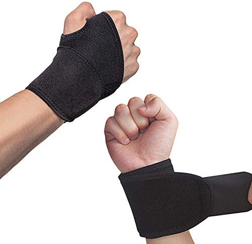 Hually Handgelenk Bandagen, (2er-Set) Verstellbare Handgelenkstütze mit Klettverschluss, Daumenbandage, Atmungsaktivem Handgelenk-Wickelband Bietet Handunterstützung für Fitness, Gewichtheben, Schwarz