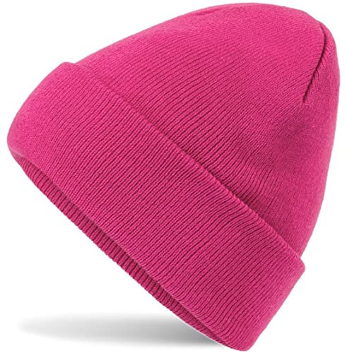 HatStar Wintermütze | Damen Beanie Mütze | Herren Feinstrick Beanie | für Frauen Männer Unisex | Cuffed Hats Weich & Warm (Fuchsia)