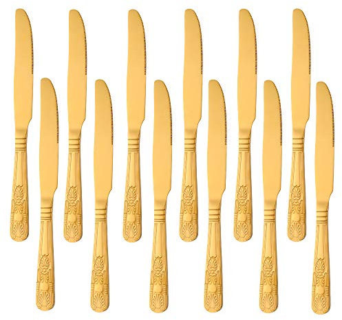 Set di 12 coltelli da dessert, Buyer Star set di posate in acciaio inossidabile dorato per cucina domestica e ristorante