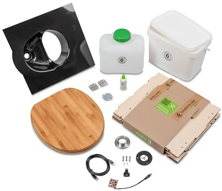 Kildwick EasyLoo Bausatz Campingtoilette/Komposttoilette, Trockentoilette, robust, Keine Chemie - kein Wasser, autark (mit 5V Lüfter, schwarz)