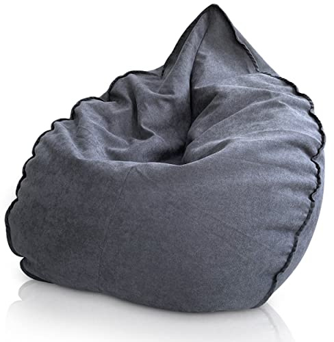 Aiire Puff Salón XXL de Diseño - Sillón Puff con Relleno Incluido - Sofá Puf Gigante de Interior en Algodón Premium - Bean Bag Chair Moderno para Adultos y Habitación Juvenil Gris [100x100x90]