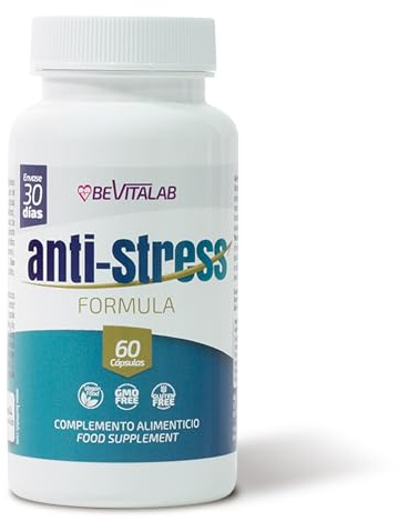 BEVITALAB Suplemento Alimenticio Anti-Estrés con Ashwagandha, Ginseng y Ginkgo Biloba – Adaptógeno para Energía y Equilibrio Emocional – 60 Cápsulas Veganas, Hecha en España