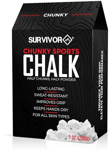 SURVIVOR Gymkrita – 2 dl extra tjock klättringskrita, lyftkrita, gymnastikkrita – rent magnesiumkarbonat handkritpulver, tyngdlyftning krita gym (2 oz)