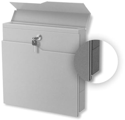 Metzler® Briefkasten Abdeckung für Zeitungsfach mit Selbstklebender Montage und beidseitiger Verwendbarkeit RAL 9007 Graualuminium aus rostfreiem Edelstahl witterungsbeständig langlebig V2A