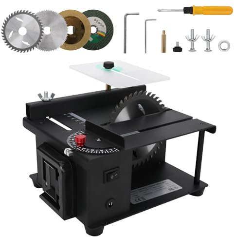 Akku Tischkreissäge Kompatibel mit Makita 18V Akku, 200W, 1500RPM, Sägeblatt-Ø: 110mm, Schnitthöhe 70mm, 0-45° Schrägschnitt, Ideal für Schneiden von Holz und DIY-Holzbearbeitungsprojekte (Ohne Akku)