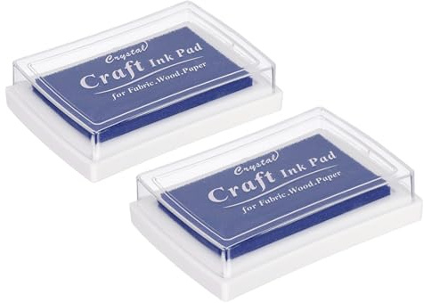 PATIKIL Hantverk bläckdynor för stämplar, 2 st tvättbara fingertryck bläckstämpel dyna färg gör-det-själv fyrkant för gummistämplar papper scrapbooking tyg trä, mörkblå