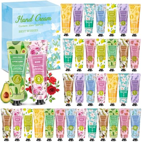 36 PCS Hand Cream Set, Christmas Mini Hand Cream Gift for Women with Natural Plant Flower Fruit Flavour for All Skin Daily Moisturising Working Hands Gifts for Birthday Valentine Mother's Day(1080ml)