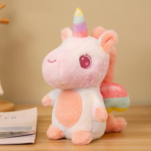 Ueiwffzo Einhorn Kuscheltier, Süßes Regenbogen Einhorn Plüschtier Kinder Stofftier Plüschkissen Plüsch Puppe Spielzeug für Kinder Geschenk Mädchen (25cm)