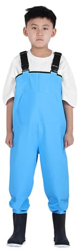 Waders for Kids with Boots Waterproof Youth Toddler Rain Pants Fishing Waders Boys Girls Lightweight Chest Wader (Sky Blue, 3-5 Years)
