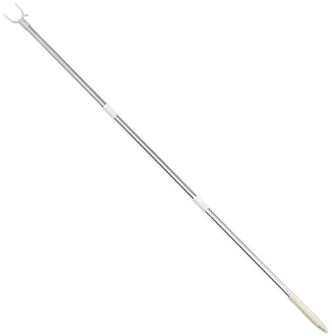 Polo del gancho del armario, varilla de estante de ropa ajustable, postes de telescopio de 51 pulgadas con gancho ＆ manija no deslizante, organizador de percha de acero para vestuario, armario, sala