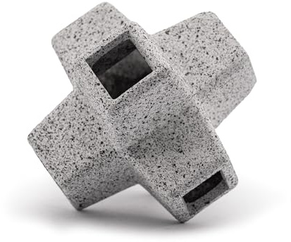 GRNLO CubeShelter Aquarium Deko | Keramik Versteck Höhle für Garnelen, Krebse, Krabben & Welse | Ideal mit Moos bepflanzbar | Biofilmfördernd & wasserneutral | 8 x 8 x 8 cm Naturgrau